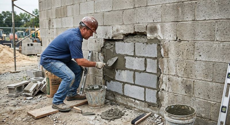 Cinder Block Wall Repair in Longmont, CO